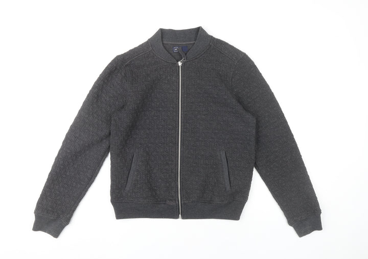 GAP Women’s Grey Bomber Jacket Size S Full Zip Pockets Casual