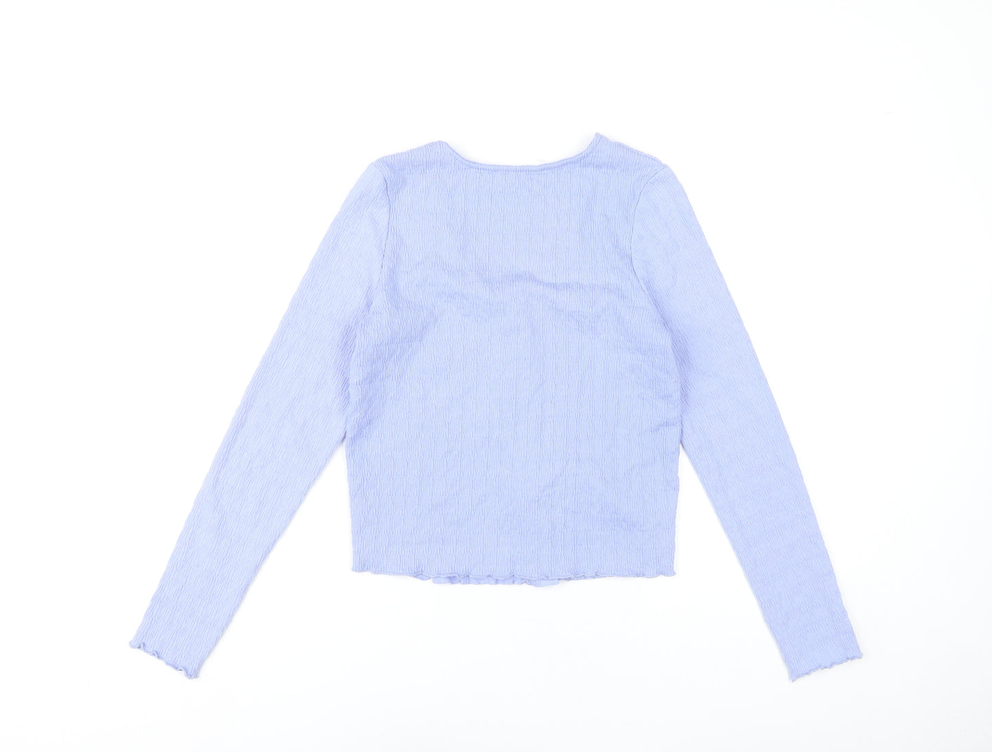 MNG Women's Purple Cropped Button Blouse Long Sleeve Slim Fit S