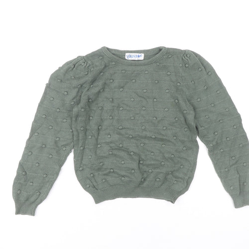 Vanquish Teens Green Cotton Puff Sleeve Jumper Size 4 Crew Neck