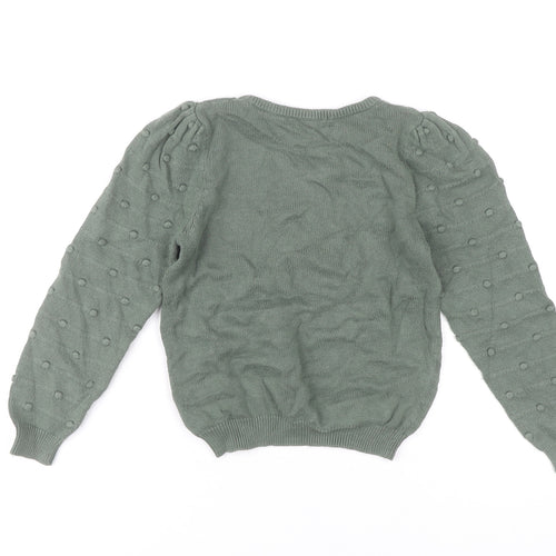Vanquish Teens Green Cotton Puff Sleeve Jumper Size 4 Crew Neck
