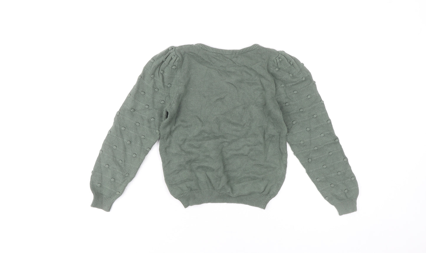 Vanquish Teens Green Cotton Puff Sleeve Jumper Size 4 Crew Neck