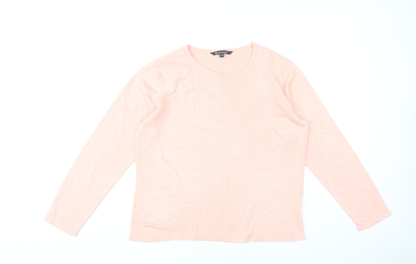 Bonmarché Womens Pink Pullover Jumper Size 16 Round Neck Long Sleeve