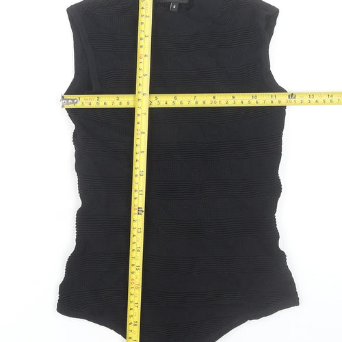Missguided Women Black Size 6 High Neck Sleeveless Bodysuit