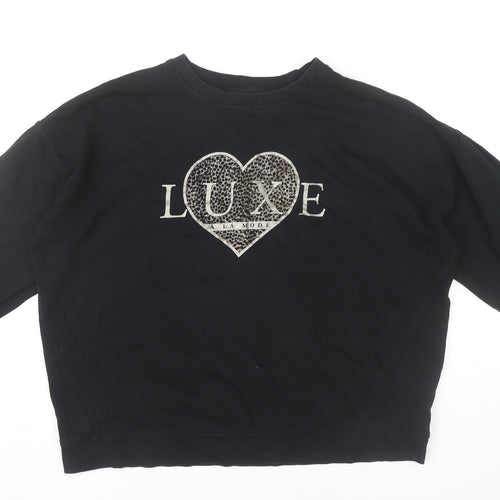 Marks and Spencer Women’s Black Luxe Logo Cotton Sweatshirt M 38-40"