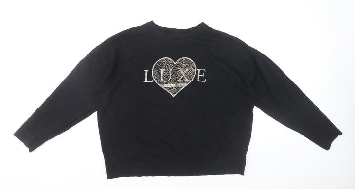 Marks and Spencer Women’s Black Luxe Logo Cotton Sweatshirt M 38-40"