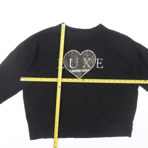 Marks and Spencer Women’s Black Luxe Logo Cotton Sweatshirt M 38-40"