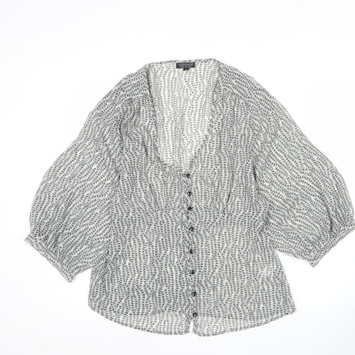 Topshop Women’s Grey Wrap Blouse UK 12 Polyester 3/4 Sleeve