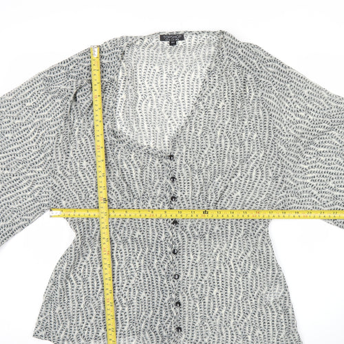 Topshop Women’s Grey Wrap Blouse UK 12 Polyester 3/4 Sleeve