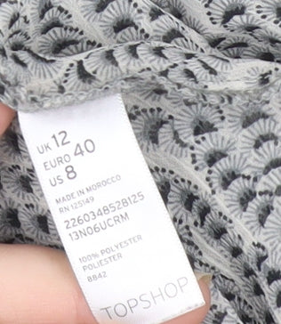 Topshop Women’s Grey Wrap Blouse UK 12 Polyester 3/4 Sleeve