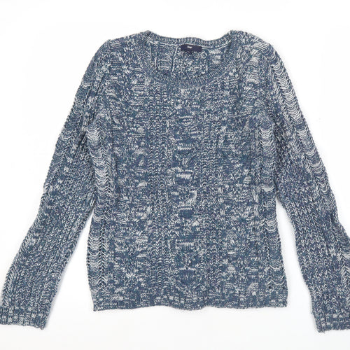 Gap Womens Blue Cable-Knit Wool Blend Jumper Size S