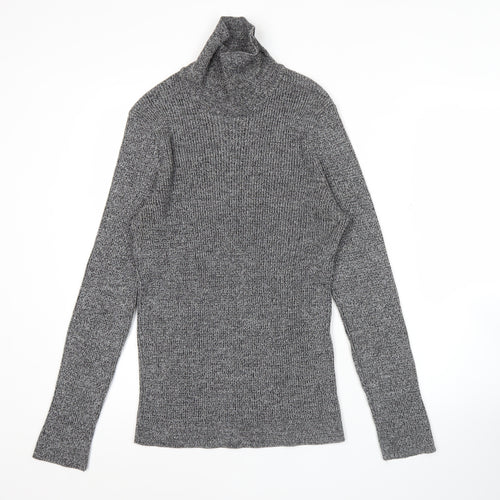 New Look Women’s Grey Roll Neck Ribbed Jumper Size 12
