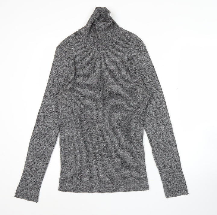 New Look Women’s Grey Roll Neck Ribbed Jumper Size 12