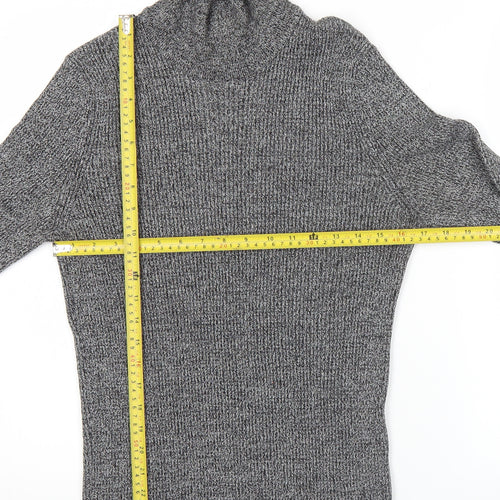 New Look Women’s Grey Roll Neck Ribbed Jumper Size 12