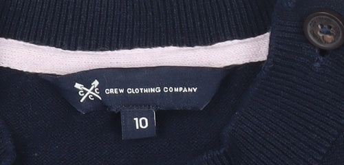 Crew Clothing Women Blue Striped Cotton Jumper Size 10 Short Sleeve