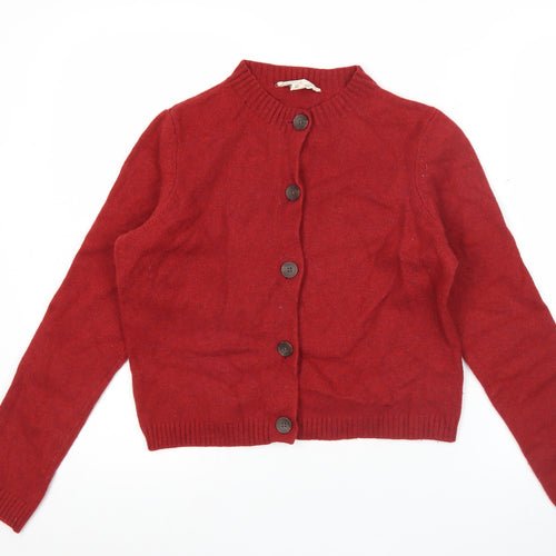 Seasalt Cornwall Women’s Red Wool Blend Crew Neck Cardigan Size 14