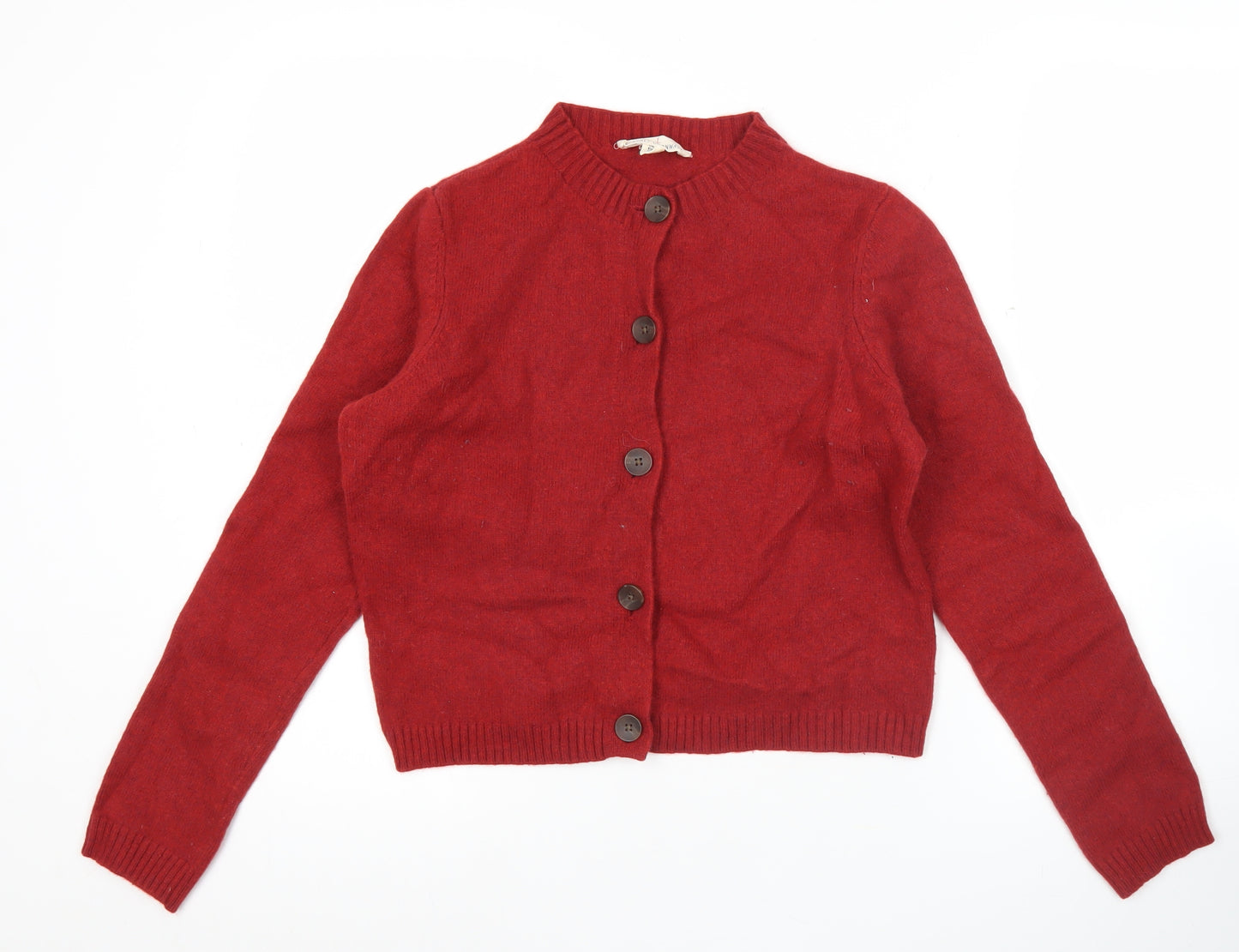 Seasalt Cornwall Women’s Red Wool Blend Crew Neck Cardigan Size 14