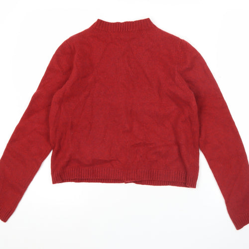 Seasalt Cornwall Women’s Red Wool Blend Crew Neck Cardigan Size 14