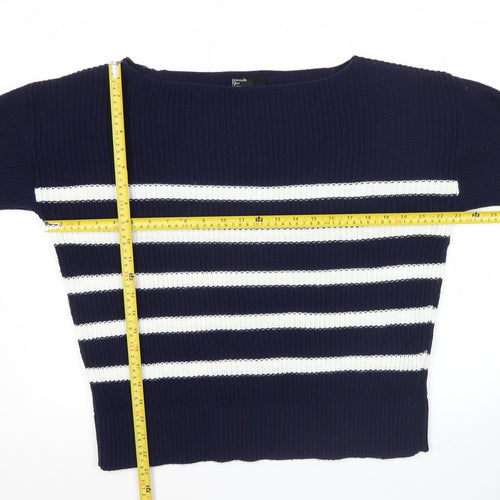 Friends Like These Womens Blue Striped Boat Neck Jumper Size 10
