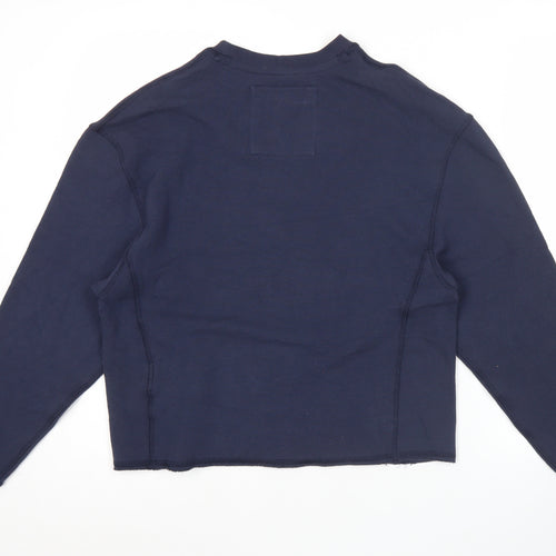 Superdry Womens Blue Pullover Sweatshirt Medium Crew Neck Athletic Logo