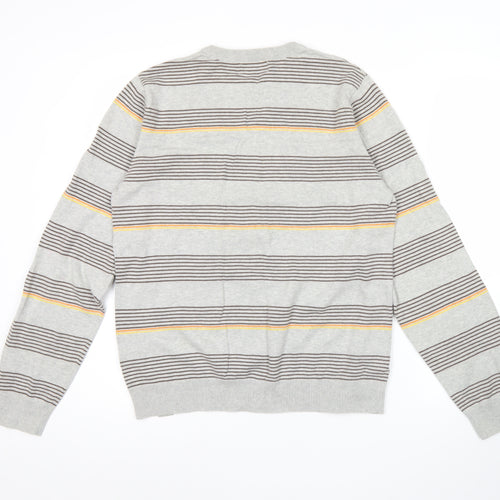 SoulCal Men’s Grey Striped Crew Neck Pullover Jumper Size L