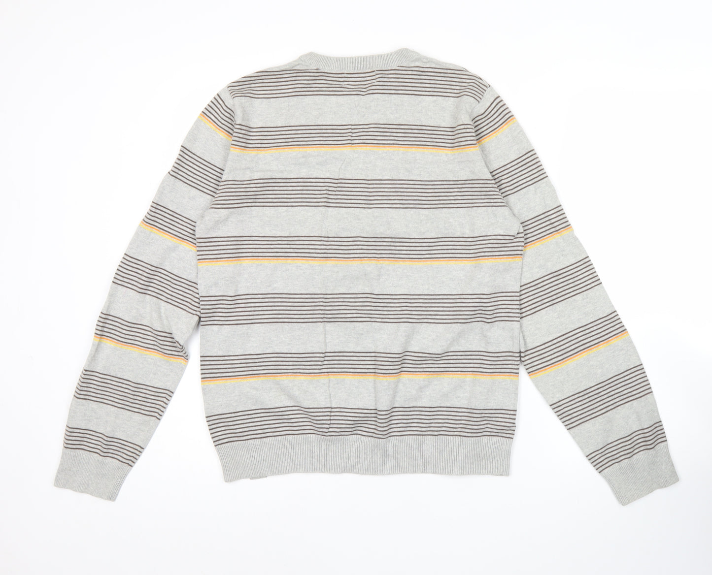 SoulCal Men’s Grey Striped Crew Neck Pullover Jumper Size L