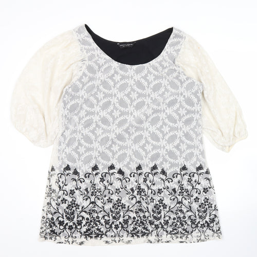 Dorothy Perkins Women’s White Black Lace Floral Shift Dress Size 20