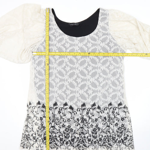 Dorothy Perkins Women’s White Black Lace Floral Shift Dress Size 20