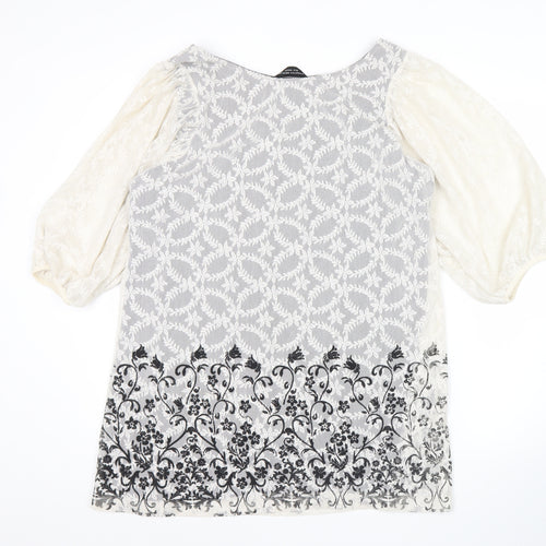 Dorothy Perkins Women’s White Black Lace Floral Shift Dress Size 20