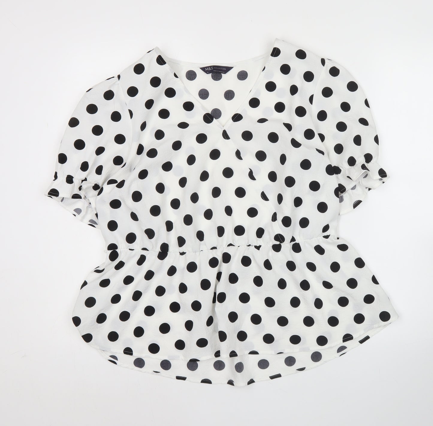 Marks and Spencer Women White Polka Dot Wrap Blouse Size 14