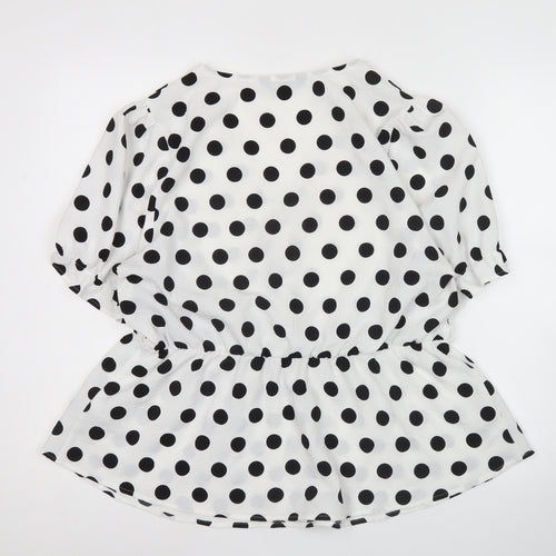 Marks and Spencer Women White Polka Dot Wrap Blouse Size 14