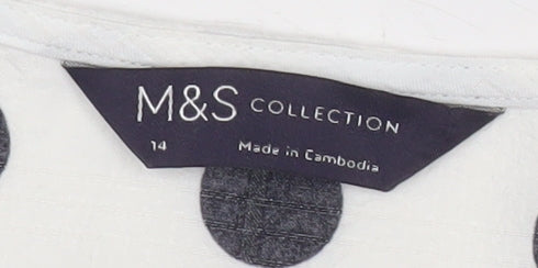 Marks and Spencer Women White Polka Dot Wrap Blouse Size 14
