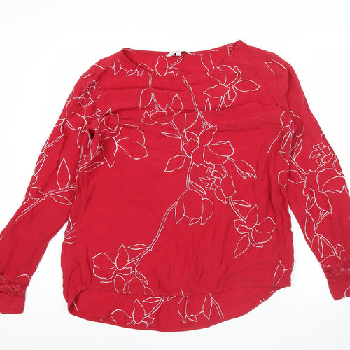 Next Women Red Floral Long Sleeve Tunic Blouse UK 14