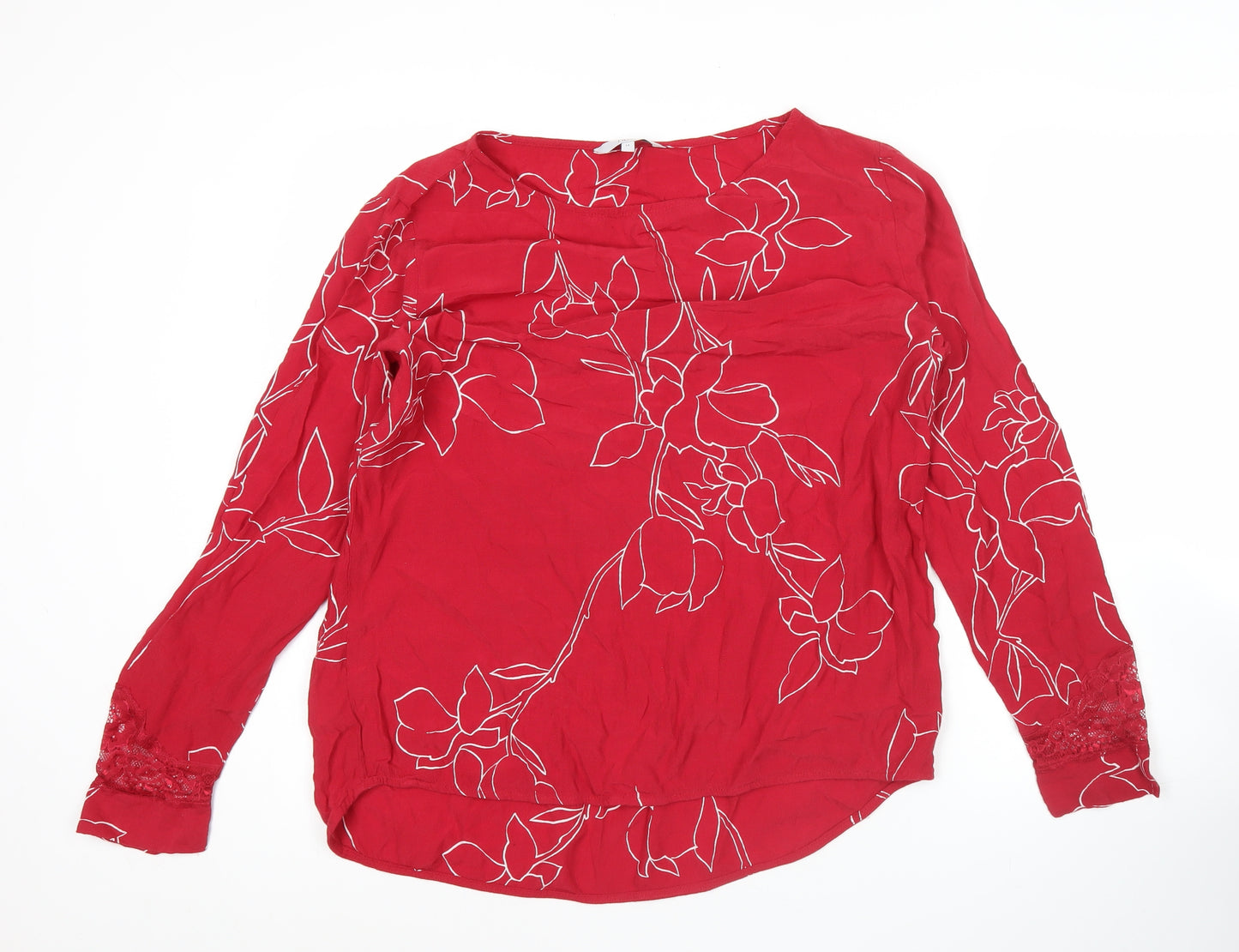 Next Women Red Floral Long Sleeve Tunic Blouse UK 14