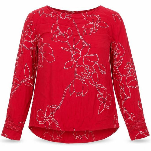 Next Women Red Floral Long Sleeve Tunic Blouse UK 14
