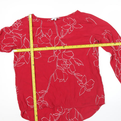 Next Women Red Floral Long Sleeve Tunic Blouse UK 14