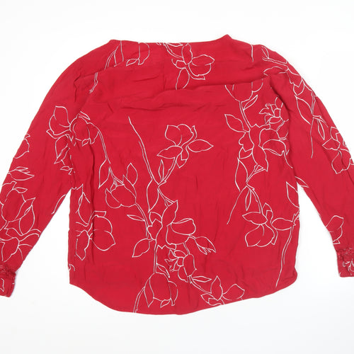 Next Women Red Floral Long Sleeve Tunic Blouse UK 14