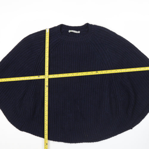 Marks and Spencer Women Blue Chunky Knit Cape Jumper Small