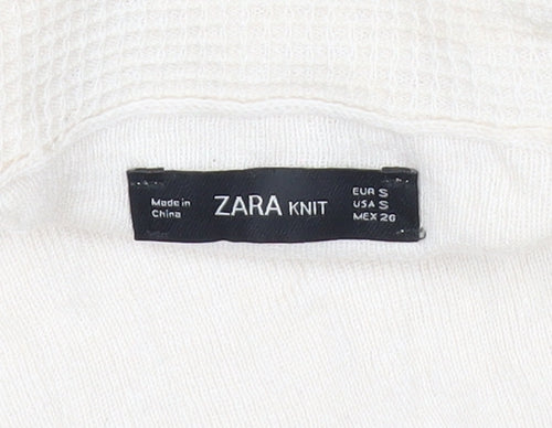 Zara Women Ivory Knit Roll Neck Long Sleeve Blouse Size S