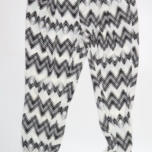 Laura Scott Womens Black White Geometric Harem Trousers Size 12