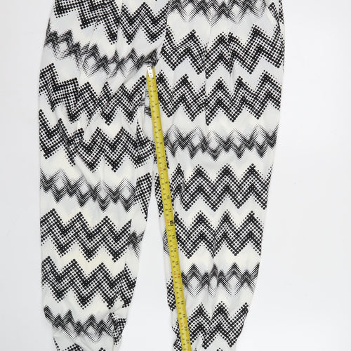 Laura Scott Womens Black White Geometric Harem Trousers Size 12