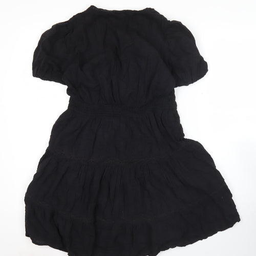 Zara Women’s Black Short A-Line Puff Sleeve Cotton Dress S