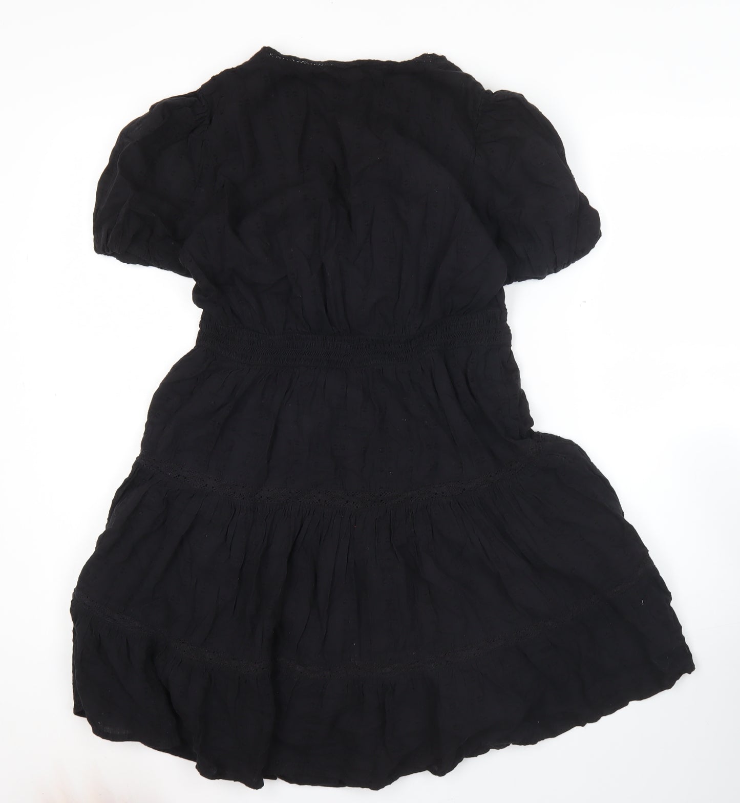 Zara Women’s Black Short A-Line Puff Sleeve Cotton Dress S