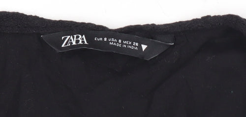 Zara Women’s Black Short A-Line Puff Sleeve Cotton Dress S