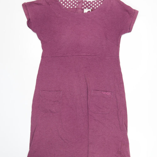 Weird Fish Womens Purple Size 10 Shift Dress Casual Short Sleeve