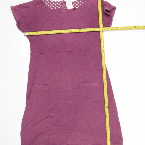 Weird Fish Womens Purple Size 10 Shift Dress Casual Short Sleeve