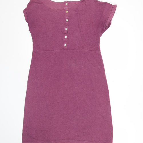 Weird Fish Womens Purple Size 10 Shift Dress Casual Short Sleeve
