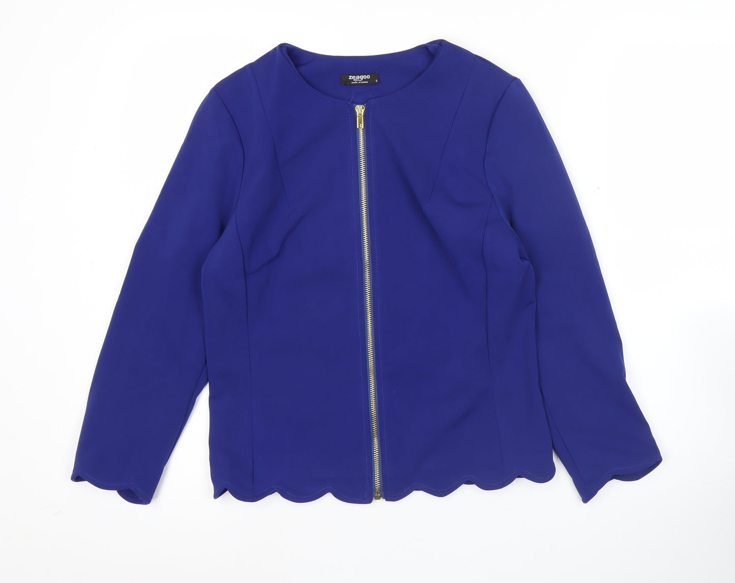 Zeagoo Women Blue Long Sleeve Zip Blouse Size S Workwear Classic