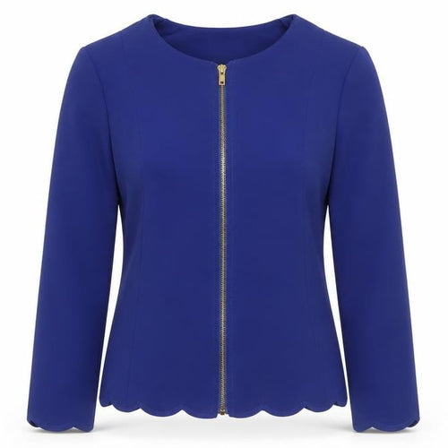 Zeagoo Women Blue Long Sleeve Zip Blouse Size S Workwear Classic
