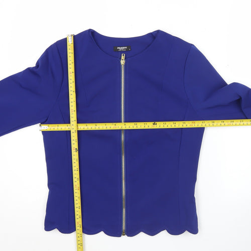 Zeagoo Women Blue Long Sleeve Zip Blouse Size S Workwear Classic
