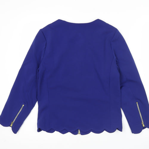 Zeagoo Women Blue Long Sleeve Zip Blouse Size S Workwear Classic